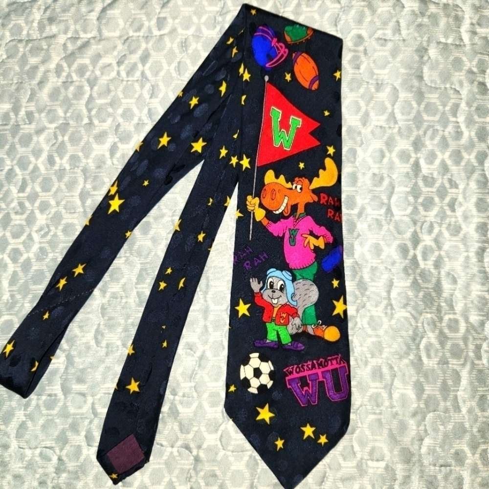 Vintage Rocky And Bullwinkle Silk Neck Tie. Bolero. 1993